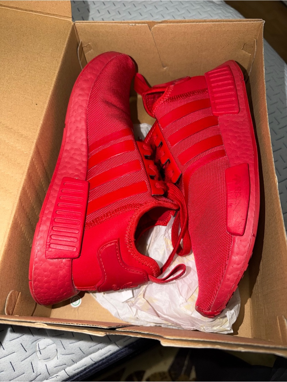 adidas NMD_R1 Black Shoe Box with Yellow Size Label